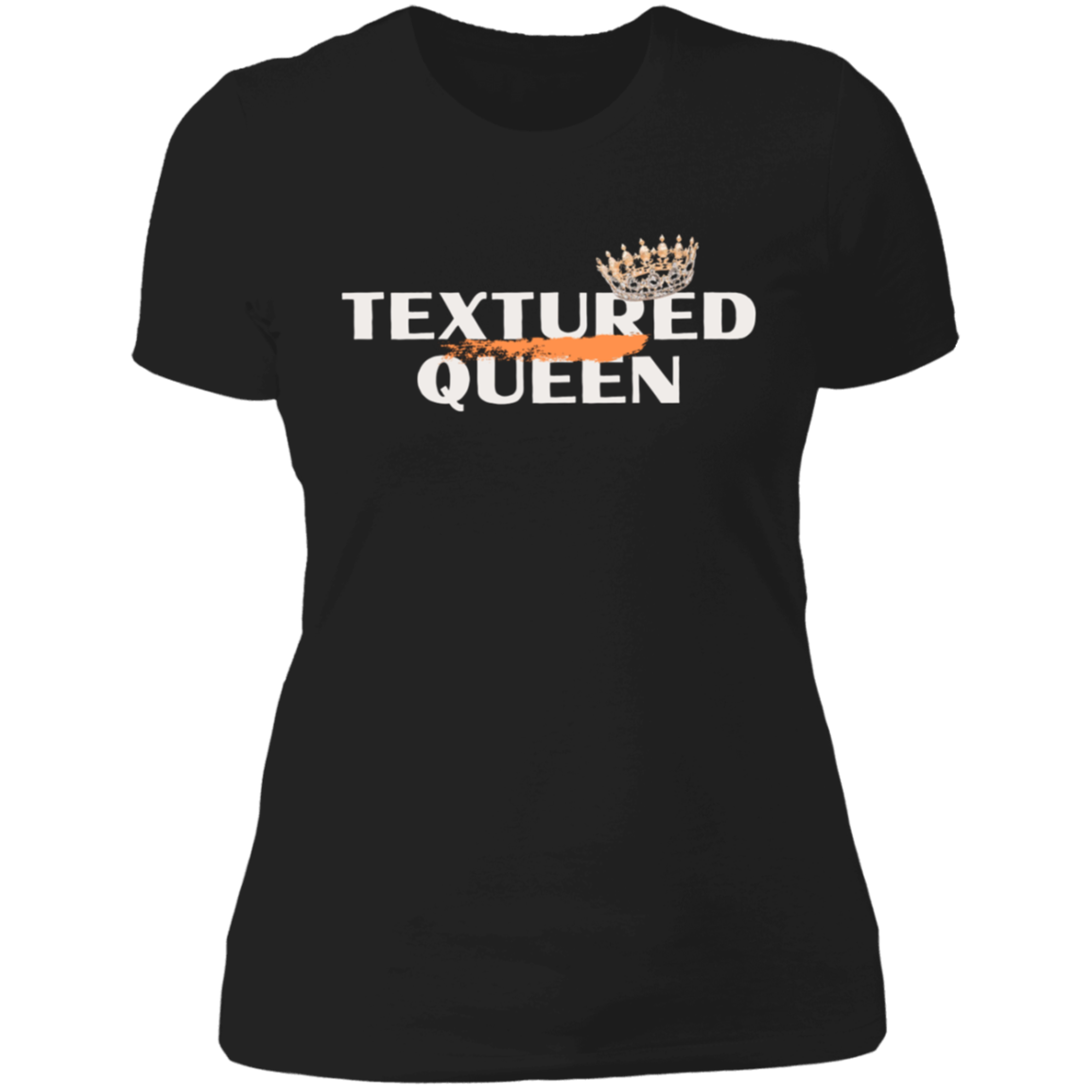 Black Textured Queen Tee with Gold Tiara